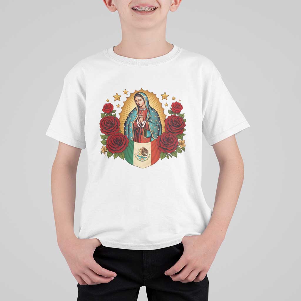 Our Lady of Guadalupe Mexican Flag T Shirt For Kid - Wonder Print Shop
