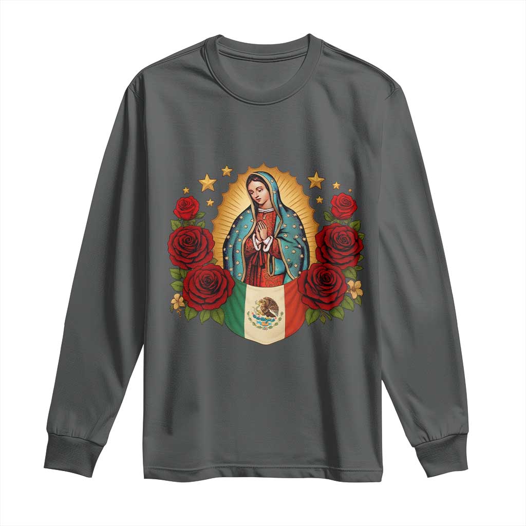 Our Lady of Guadalupe Mexican Flag Long Sleeve Shirt - Wonder Print Shop