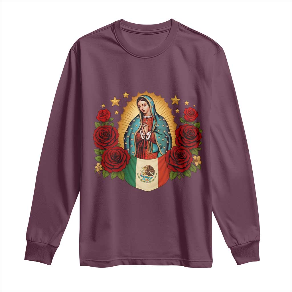 Our Lady of Guadalupe Mexican Flag Long Sleeve Shirt - Wonder Print Shop