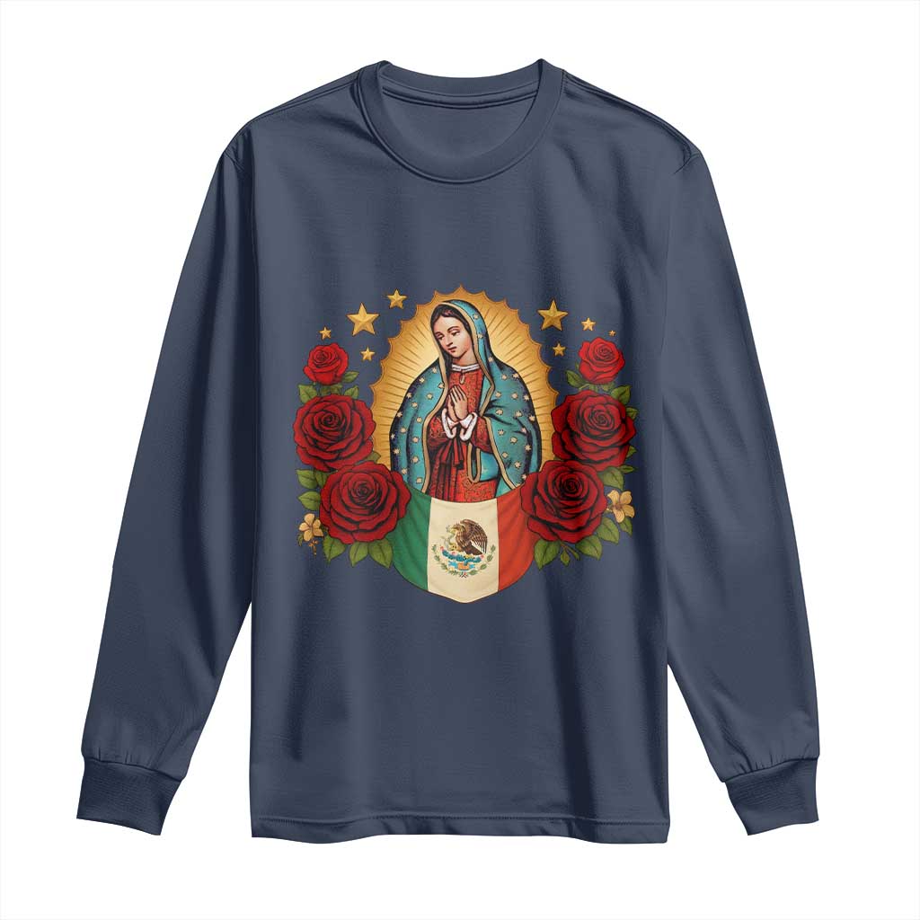 Our Lady of Guadalupe Mexican Flag Long Sleeve Shirt - Wonder Print Shop