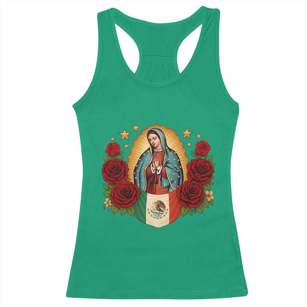 Our Lady of Guadalupe Mexican Flag Racerback Tank Top - Wonder Print Shop