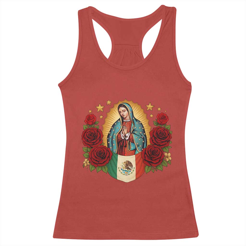 Our Lady of Guadalupe Mexican Flag Racerback Tank Top - Wonder Print Shop