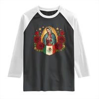 Our Lady of Guadalupe Mexican Flag Raglan Shirt - Wonder Print Shop