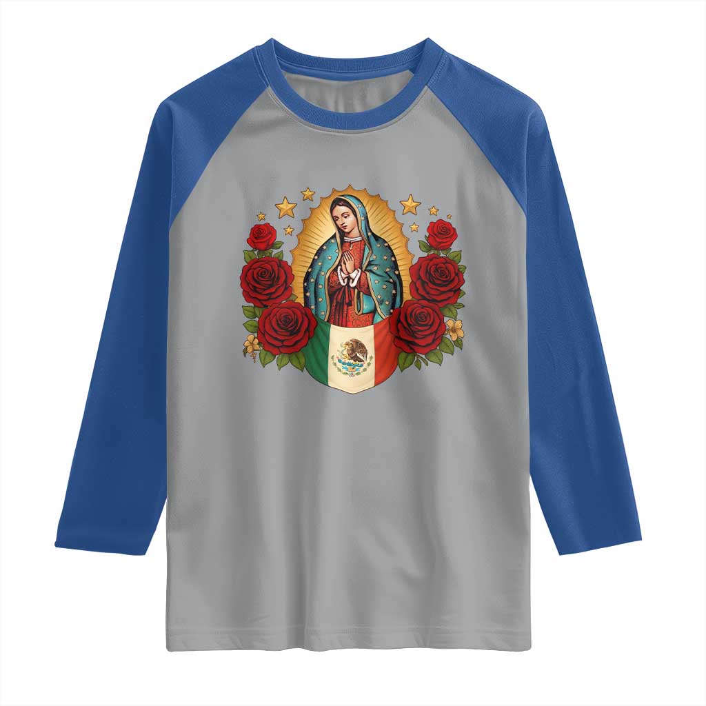 Our Lady of Guadalupe Mexican Flag Raglan Shirt - Wonder Print Shop