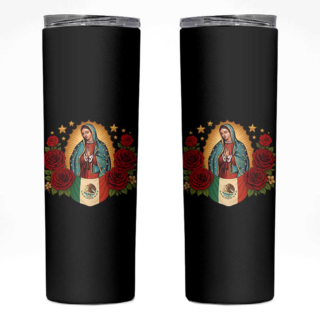 Our Lady of Guadalupe Mexican Flag Skinny Tumbler - Wonder Print Shop