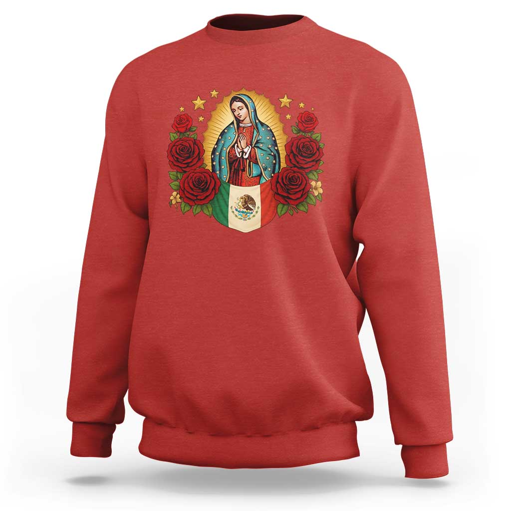 Our Lady of Guadalupe Mexican Flag Sweatshirt - Wonder Print Shop