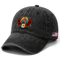 Our Lady of Guadalupe Mexican Flag Washed Cotton Baseball Cap