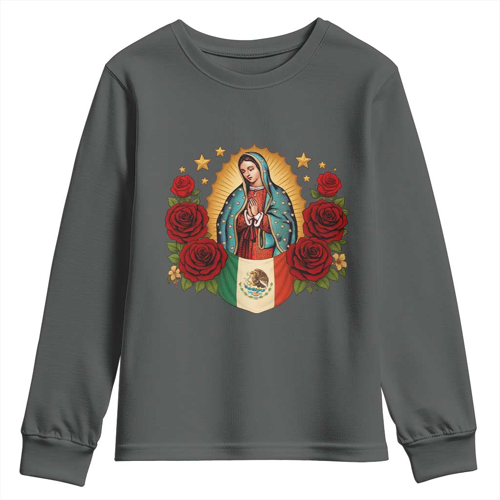 Our Lady of Guadalupe Mexican Flag Youth Sweatshirt - Wonder Print Shop