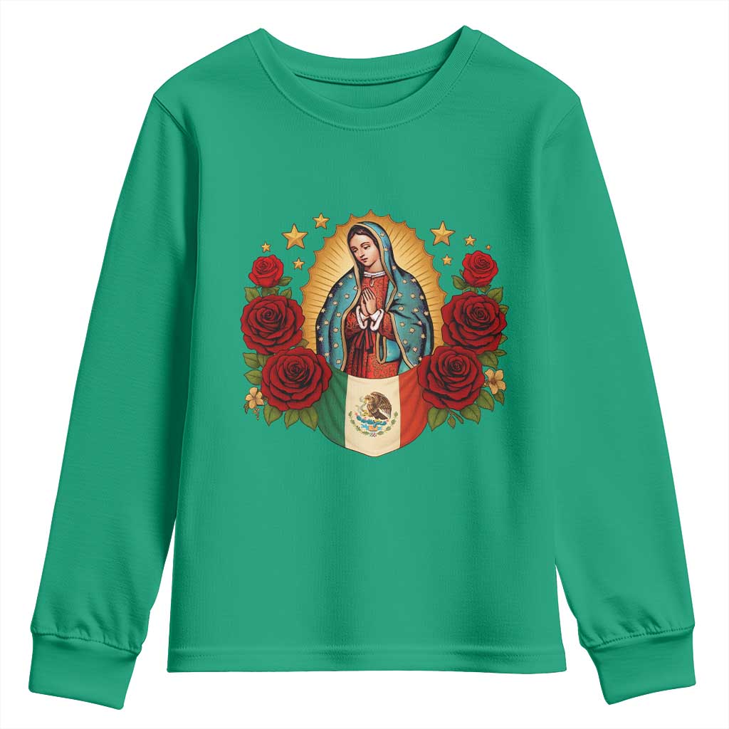 Our Lady of Guadalupe Mexican Flag Youth Sweatshirt - Wonder Print Shop