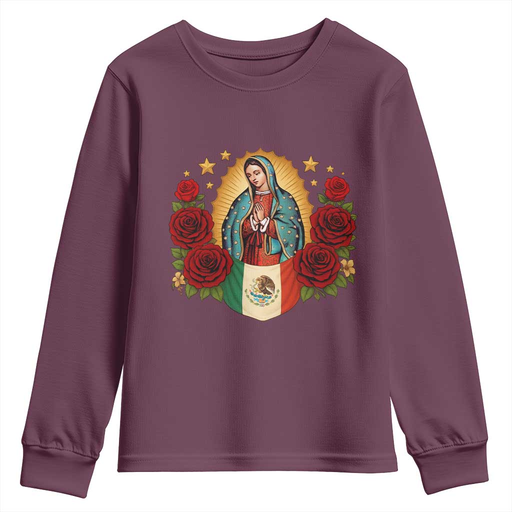 Our Lady of Guadalupe Mexican Flag Youth Sweatshirt - Wonder Print Shop
