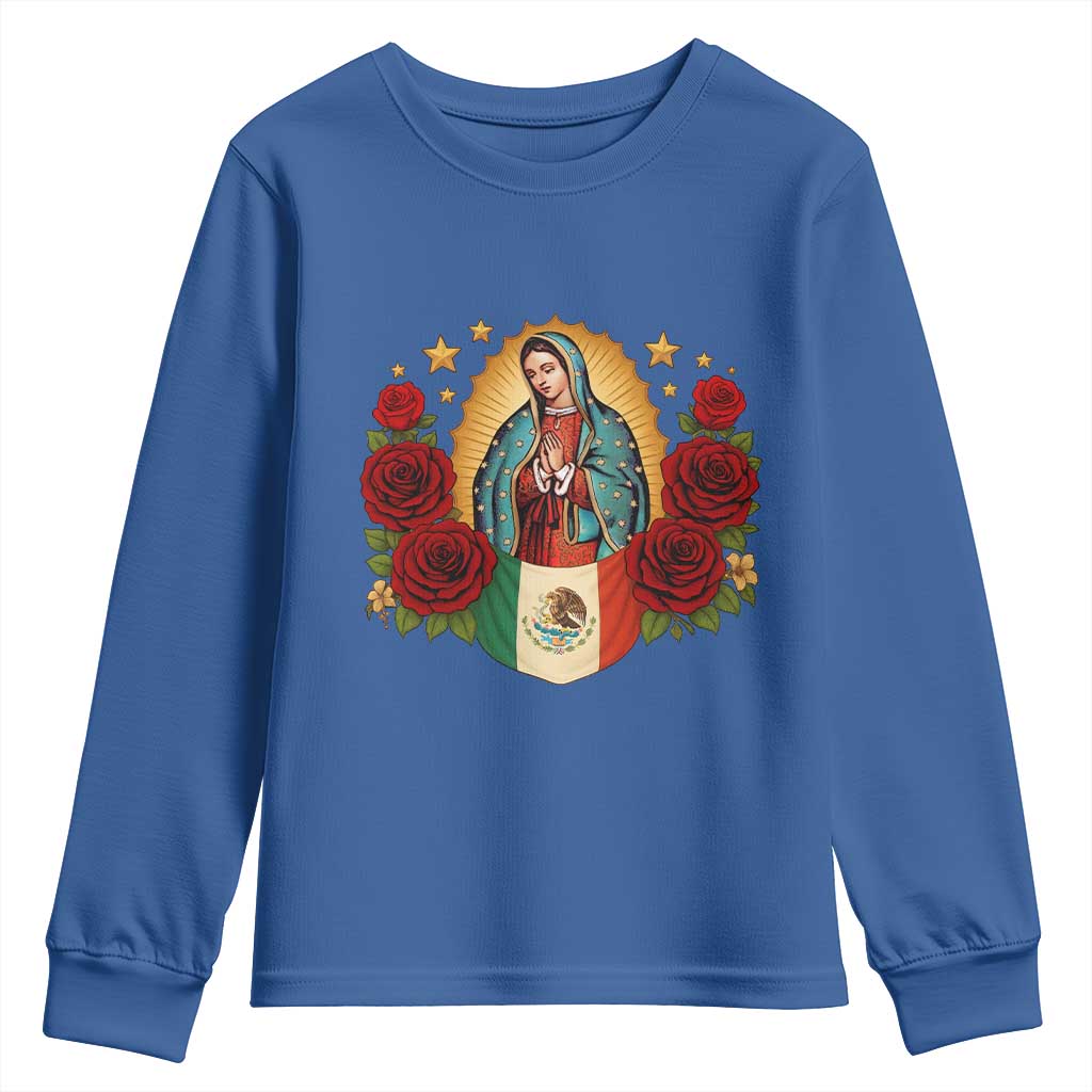 Our Lady of Guadalupe Mexican Flag Youth Sweatshirt - Wonder Print Shop