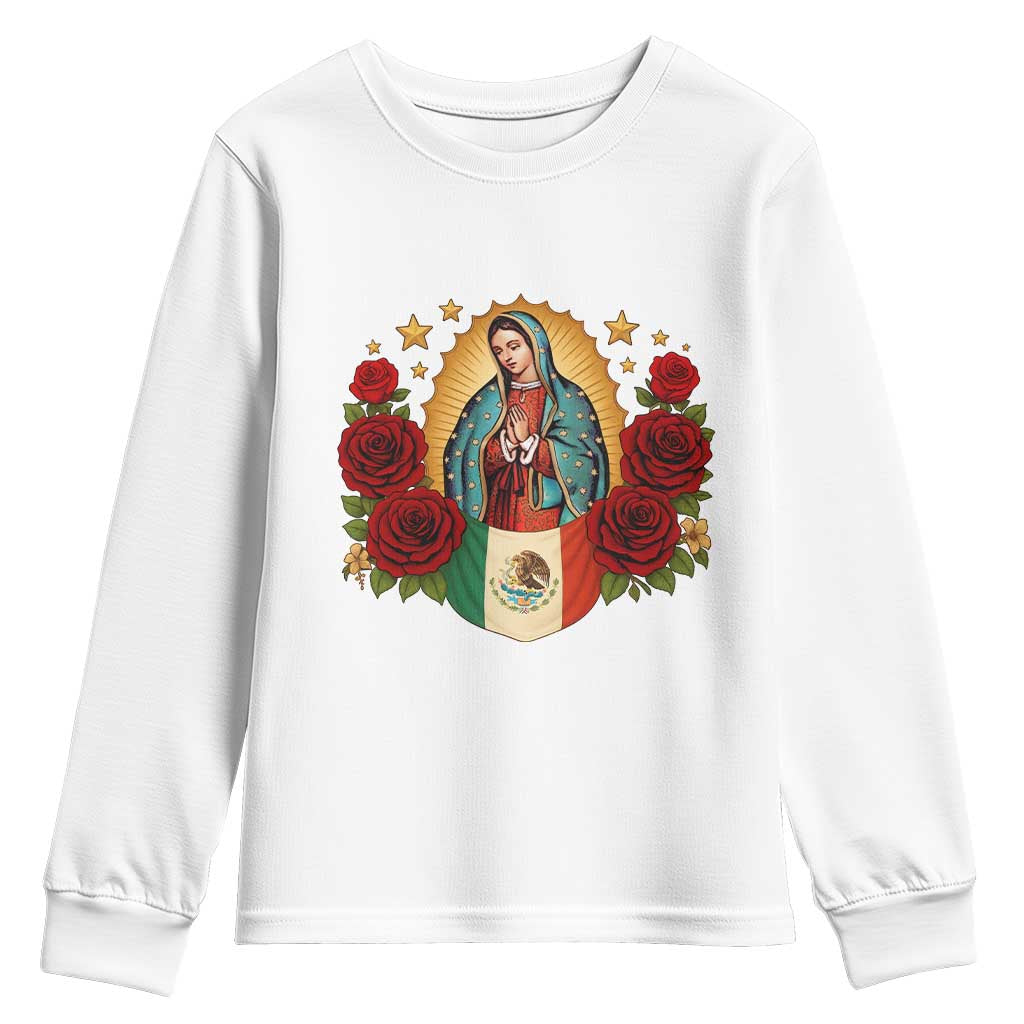 Our Lady of Guadalupe Mexican Flag Youth Sweatshirt - Wonder Print Shop