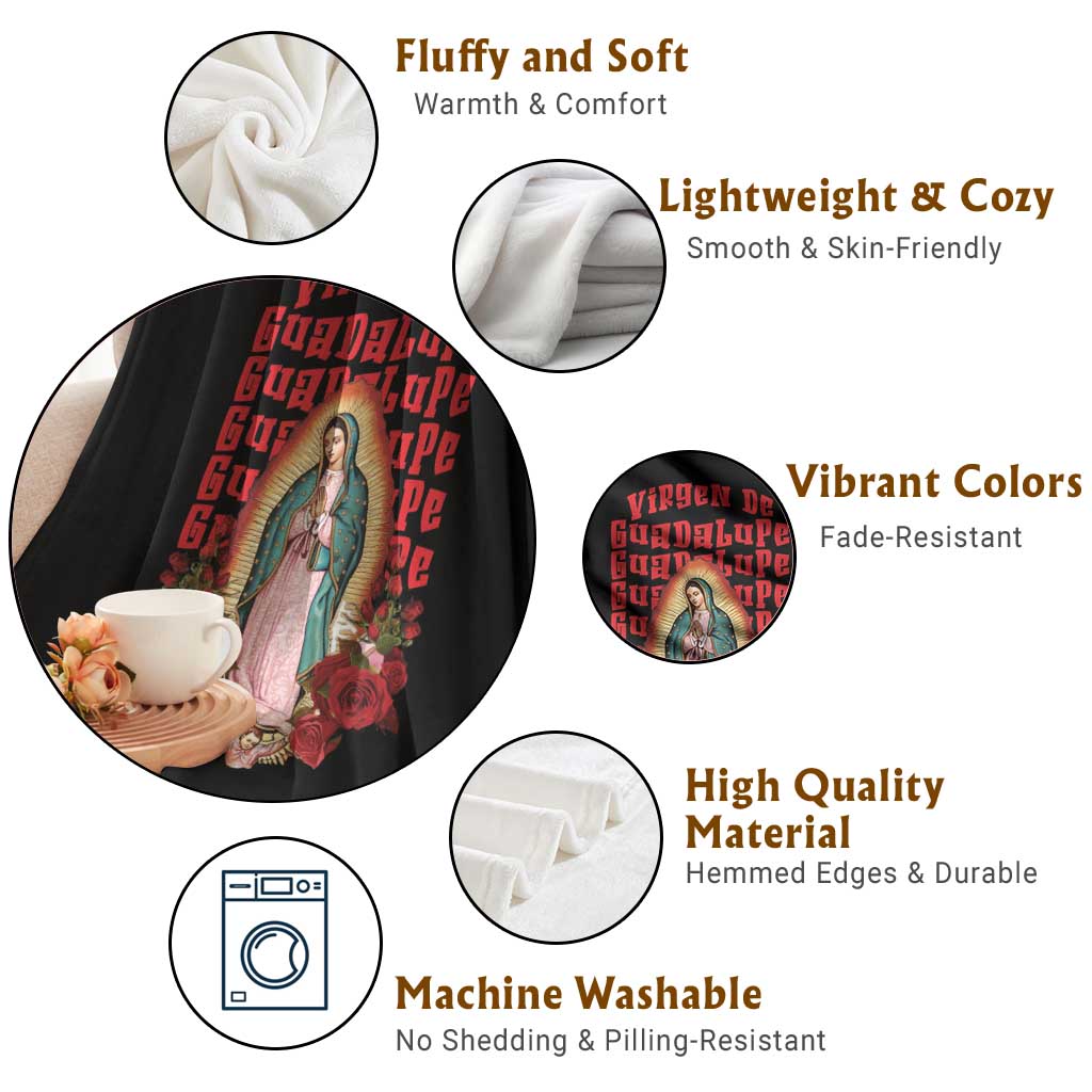 Our Lady of Guadalupe Throw Blanket Saint Virgin Mary Mexican - Wonder Print Shop