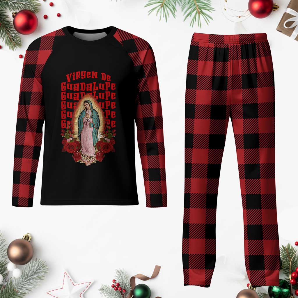 Our Lady of Guadalupe Plaid Pajama Set Saint Virgin Mary Mexican - Wonder Print Shop