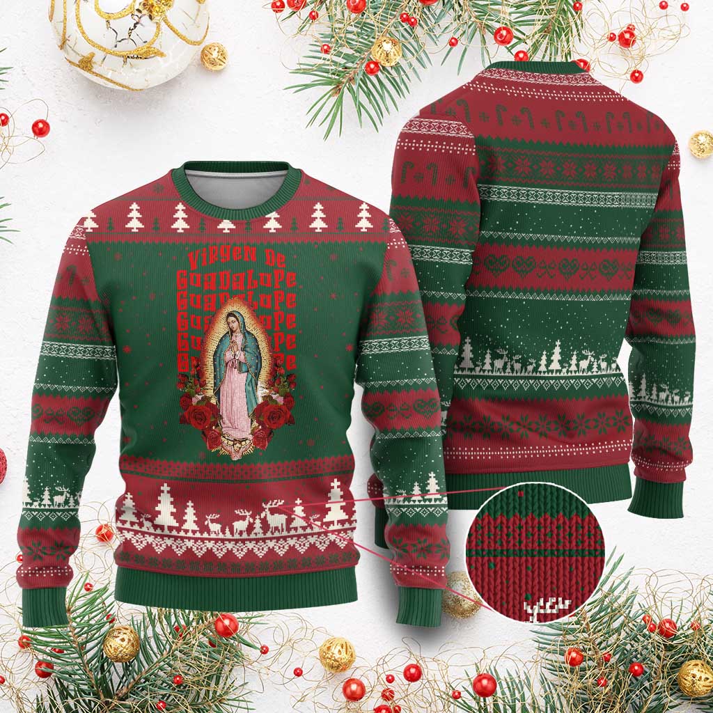 Our Lady of Guadalupe Ugly Christmas Sweater Saint Virgin Mary Mexican - Wonder Print Shop