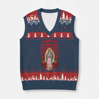 Our Lady of Guadalupe V-Neck Knit Sweater Vest Saint Virgin Mary Mexican - Wonder Print Shop