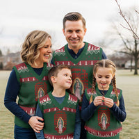 Our Lady of Guadalupe V-Neck Knit Sweater Vest Saint Virgin Mary Mexican - Wonder Print Shop