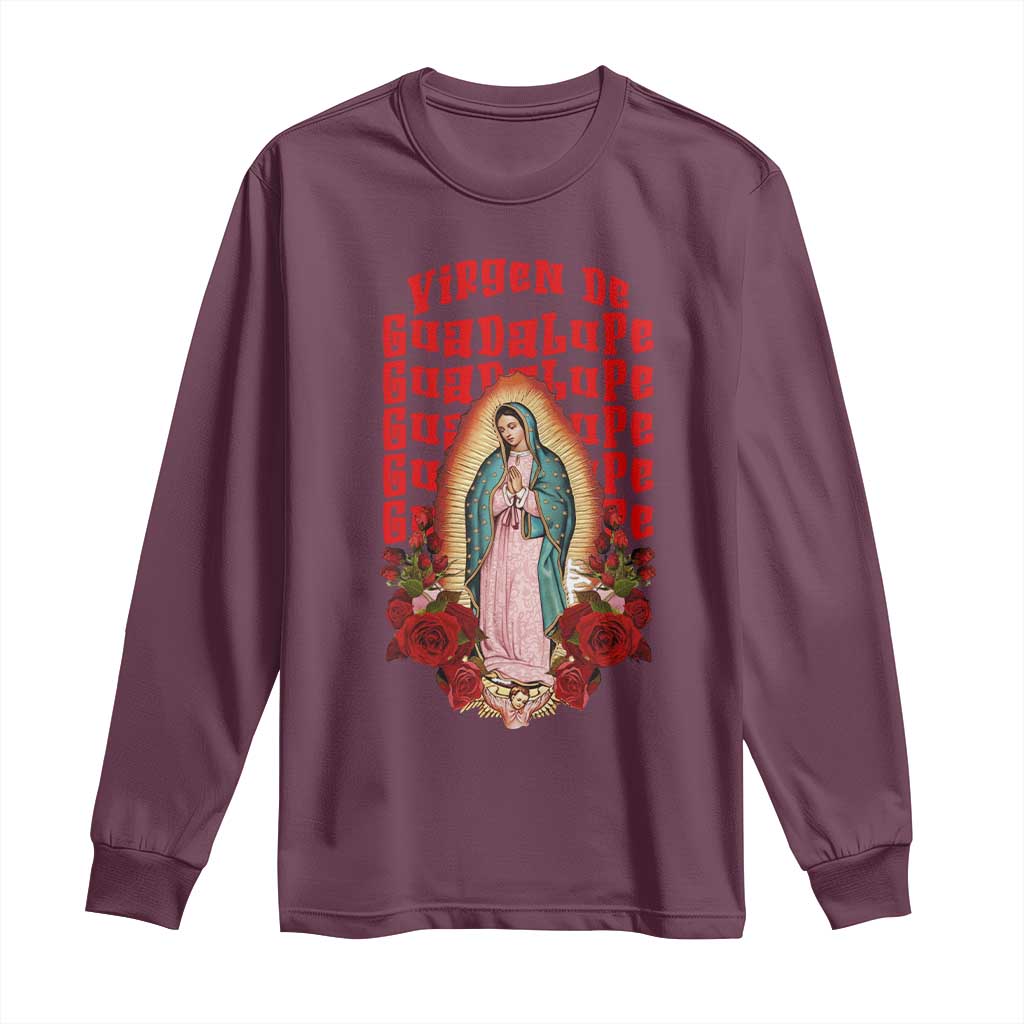 Our Lady of Guadalupe Long Sleeve Shirt Saint Virgin Mary Mexican - Wonder Print Shop