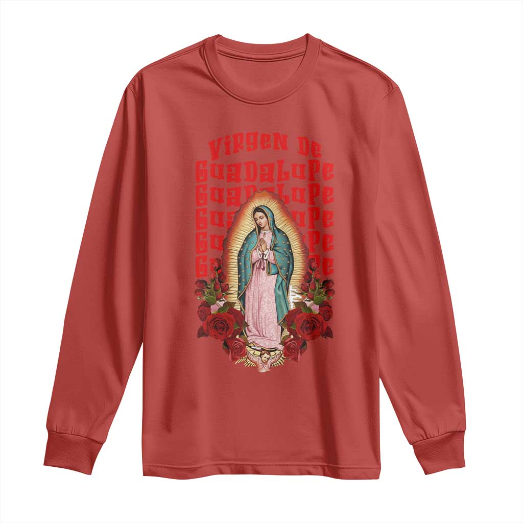 Our Lady of Guadalupe Long Sleeve Shirt Saint Virgin Mary Mexican - Wonder Print Shop