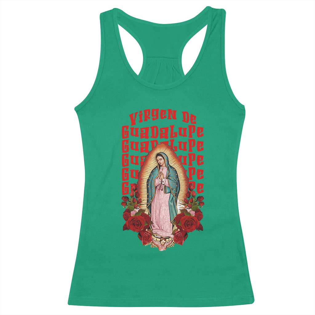 Our Lady of Guadalupe Racerback Tank Top Saint Virgin Mary Mexican - Wonder Print Shop