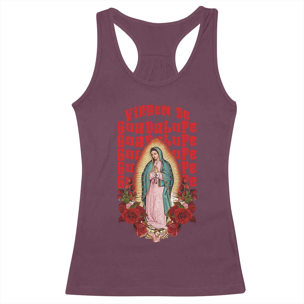 Our Lady of Guadalupe Racerback Tank Top Saint Virgin Mary Mexican - Wonder Print Shop