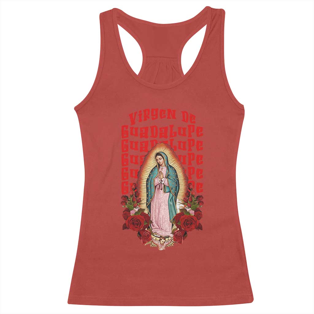 Our Lady of Guadalupe Racerback Tank Top Saint Virgin Mary Mexican - Wonder Print Shop