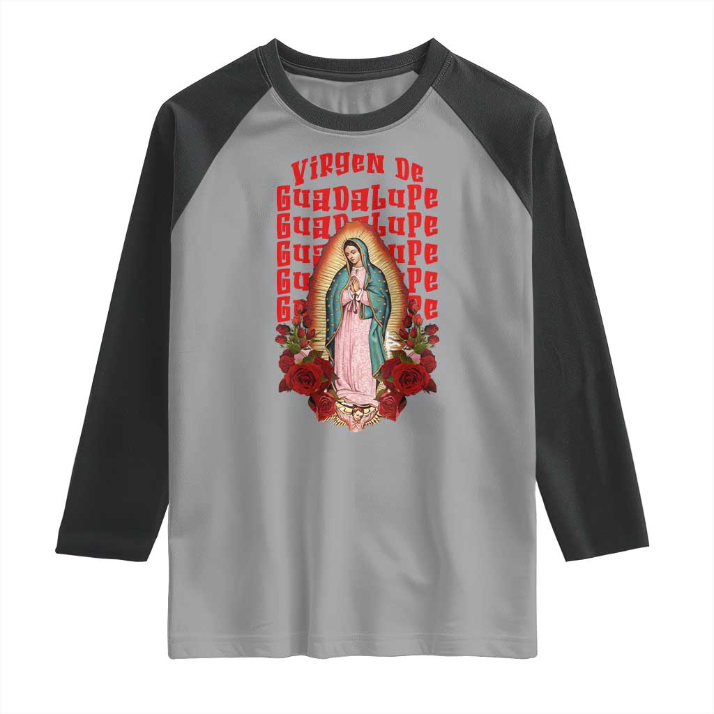 Our Lady of Guadalupe Raglan Shirt Saint Virgin Mary Mexican - Wonder Print Shop