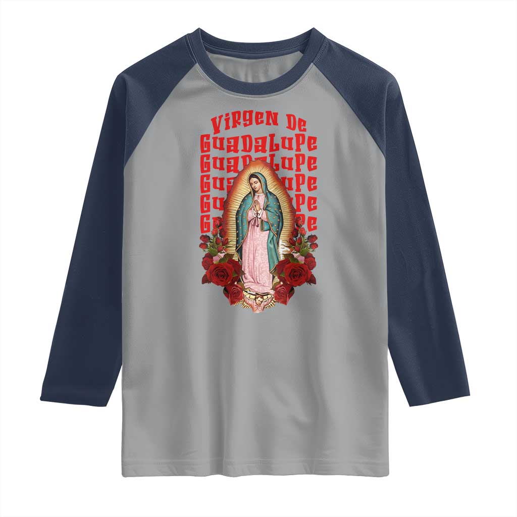 Our Lady of Guadalupe Raglan Shirt Saint Virgin Mary Mexican - Wonder Print Shop