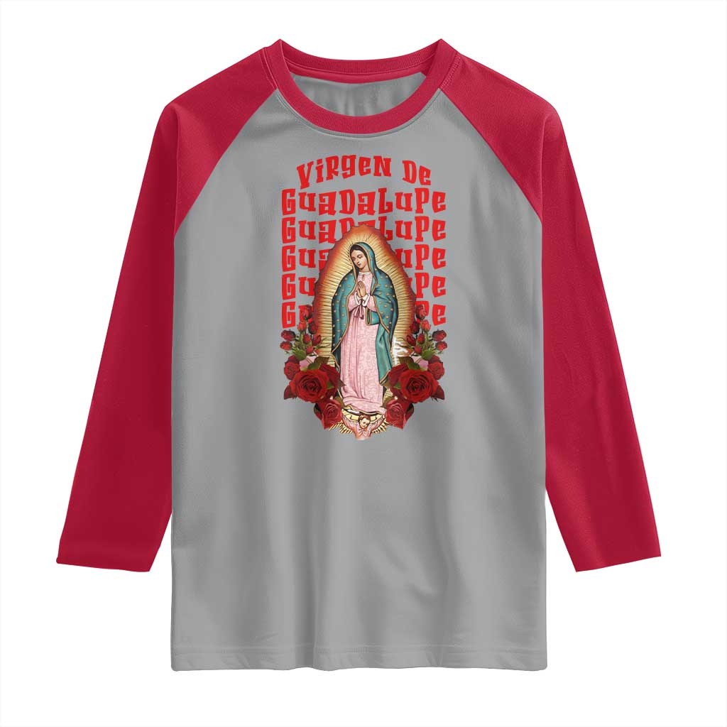 Our Lady of Guadalupe Raglan Shirt Saint Virgin Mary Mexican - Wonder Print Shop