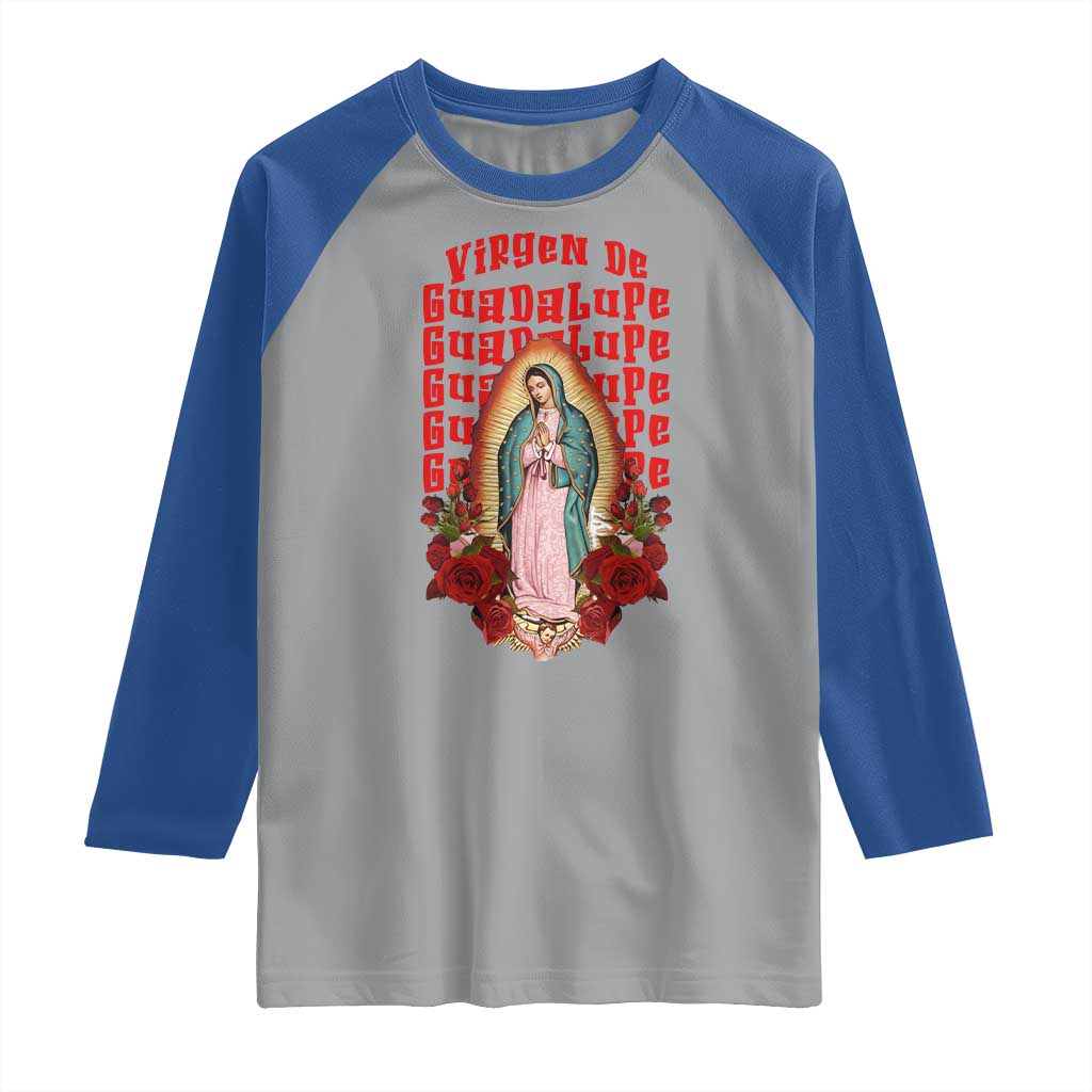 Our Lady of Guadalupe Raglan Shirt Saint Virgin Mary Mexican - Wonder Print Shop