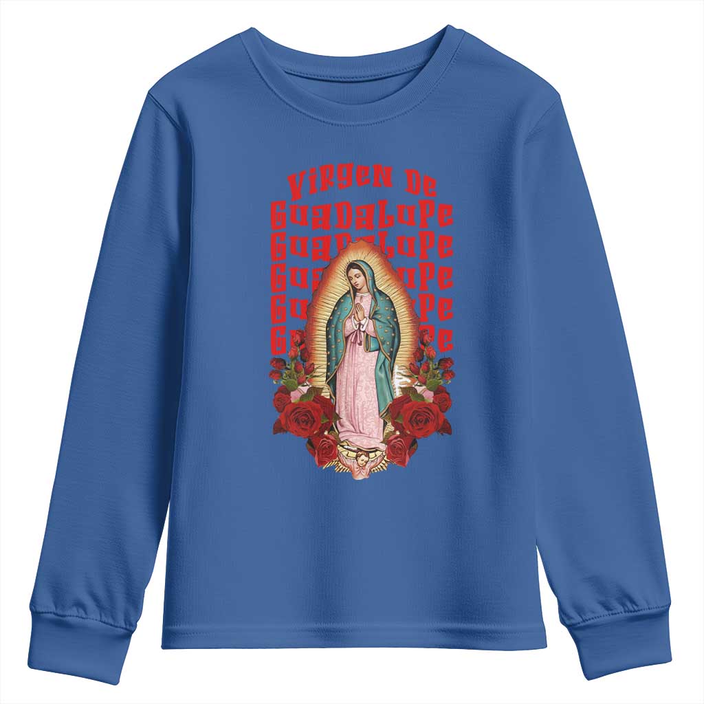 Our Lady of Guadalupe Youth Sweatshirt Saint Virgin Mary Mexican - Wonder Print Shop