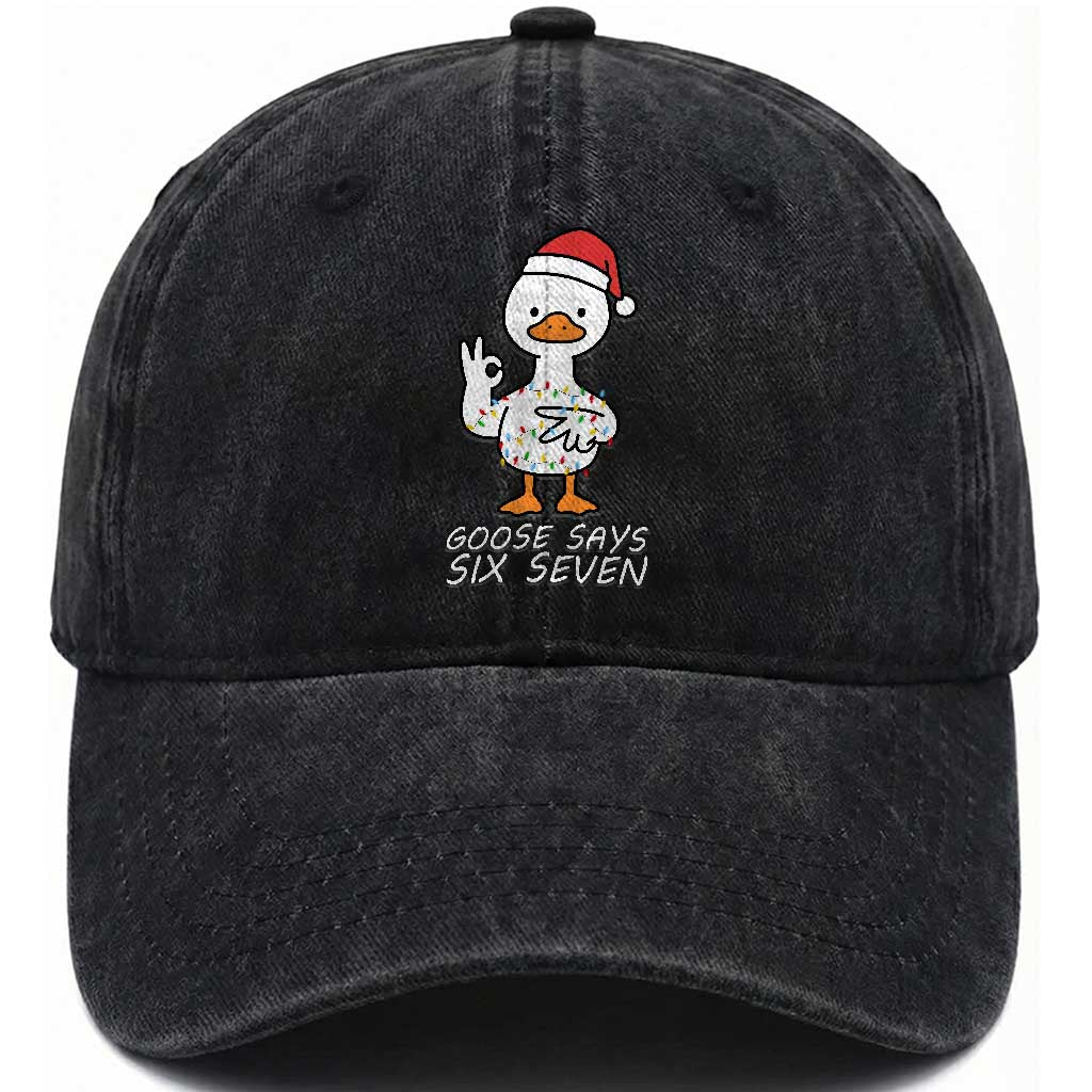 67 Six Seven Silly Goose Christmas Meme Washed Cotton Baseball Cap