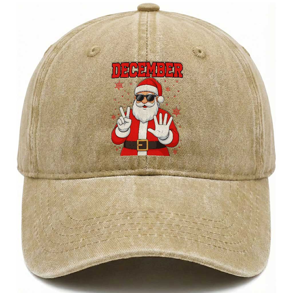 December 25 Washed Cotton Baseball Cap Funny Santa Says Christmas