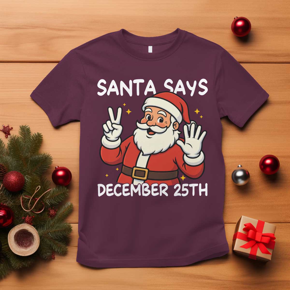 Santa Christmas December 25 T Shirt - Wonder Print Shop