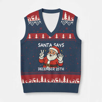 Santa Xmas December 25 V-Neck Knit Sweater Vest - Wonder Print Shop