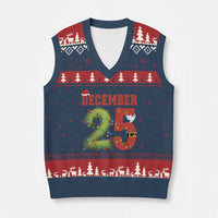 Xmas December 25 V-Neck Knit Sweater Vest Family Holiday Xmas - Wonder Print Shop