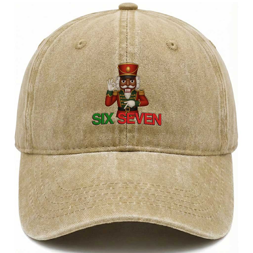 67 Six Seven Black Nutcracker Christmas Meme Washed Cotton Baseball Cap