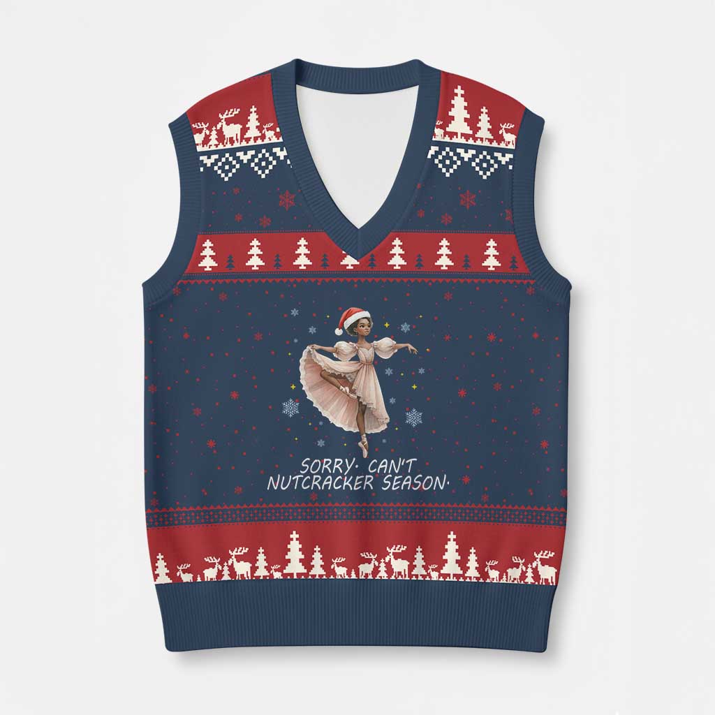Black Nutcracker Ballet Christmas V-Neck Knit Sweater Vest - Wonder Print Shop