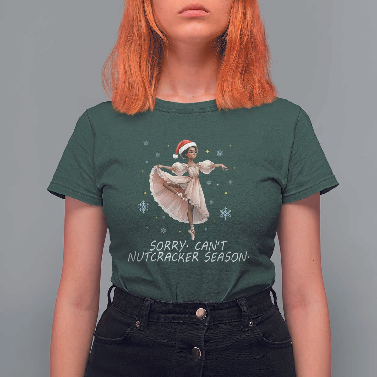 Black Nutcracker Ballet Christmas T Shirt For Women - Wonder Print Shop