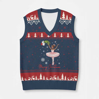 Black Nutcracker Ballet V-Neck Knit Sweater Vest Merry Christmas - Wonder Print Shop