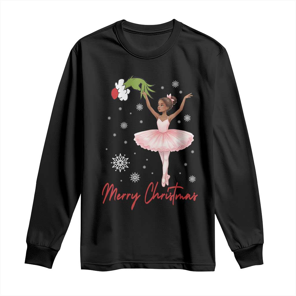 Black Nutcracker Ballet Long Sleeve Shirt Merry Christmas - Wonder Print Shop