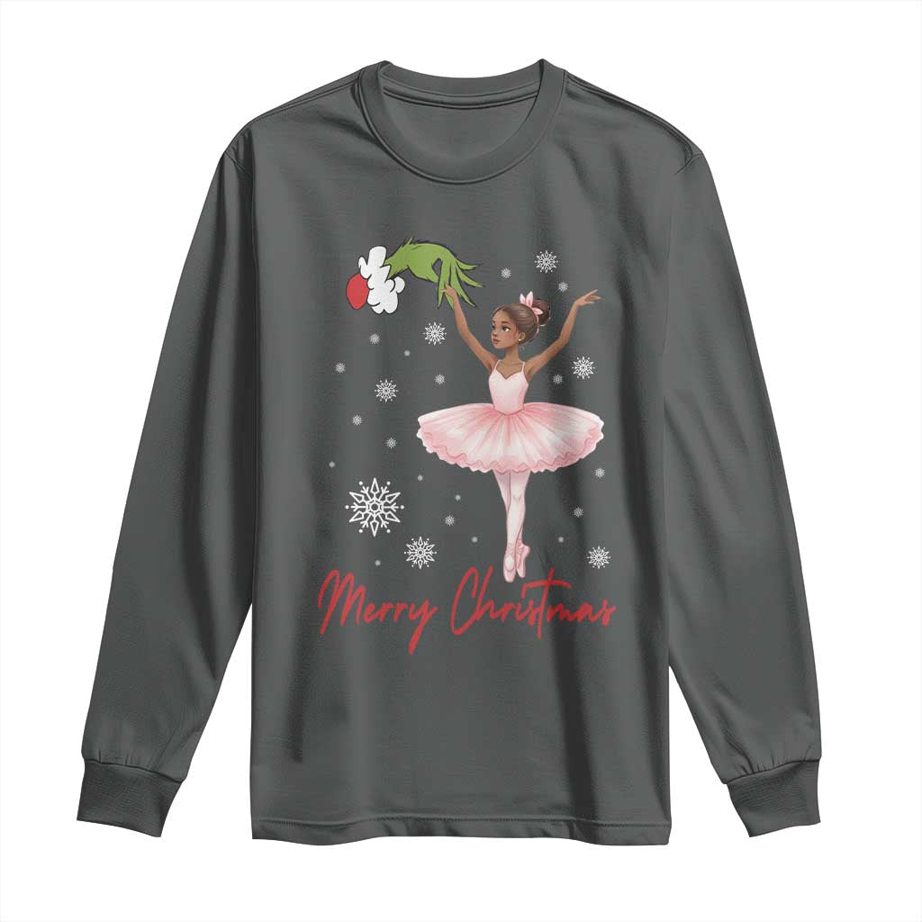 Black Nutcracker Ballet Long Sleeve Shirt Merry Christmas - Wonder Print Shop