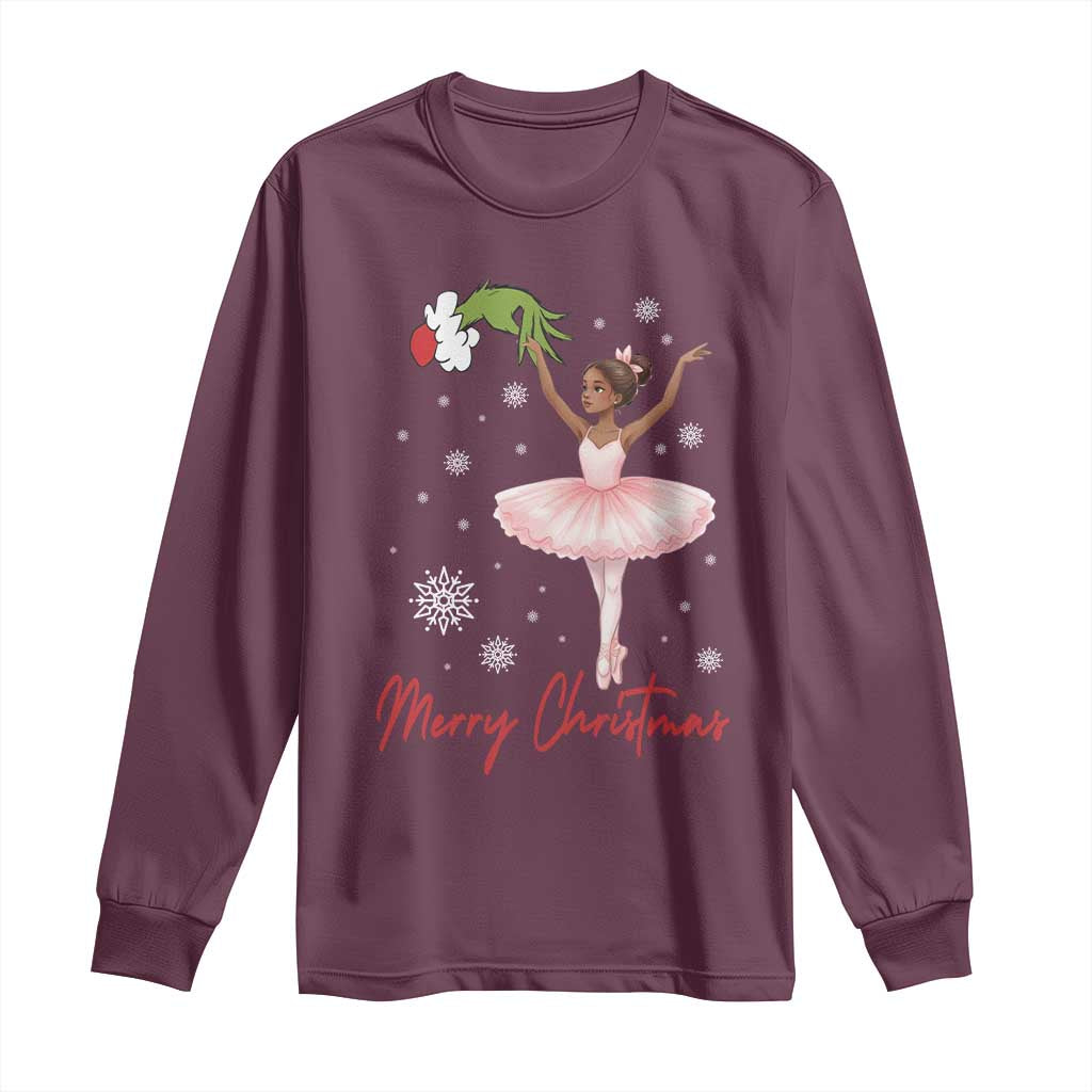 Black Nutcracker Ballet Long Sleeve Shirt Merry Christmas - Wonder Print Shop