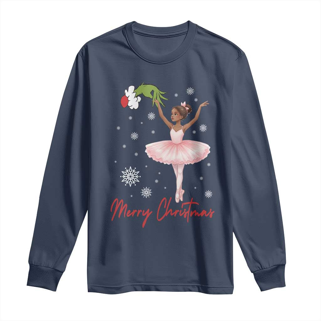 Black Nutcracker Ballet Long Sleeve Shirt Merry Christmas - Wonder Print Shop