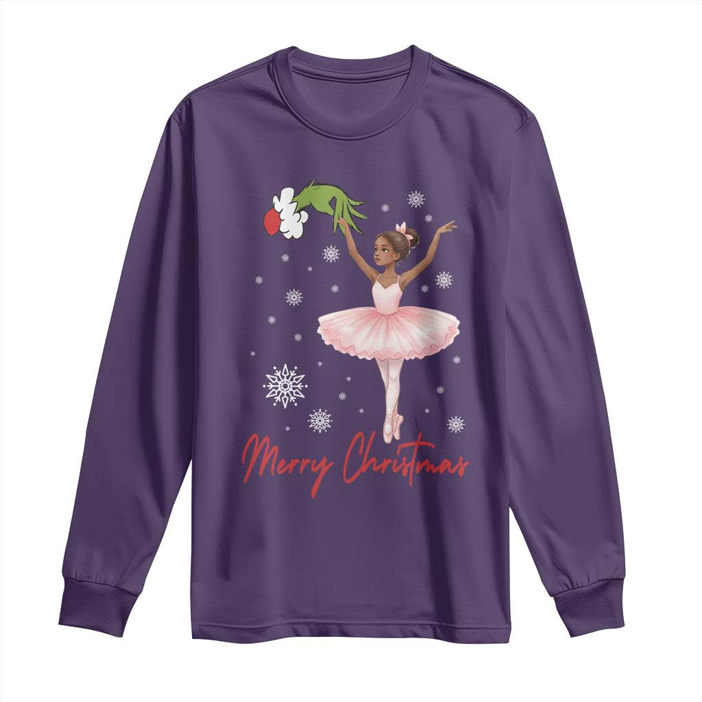 Black Nutcracker Ballet Long Sleeve Shirt Merry Christmas - Wonder Print Shop