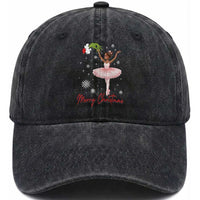 Black Nutcracker Ballet Washed Cotton Baseball Cap Merry Christmas