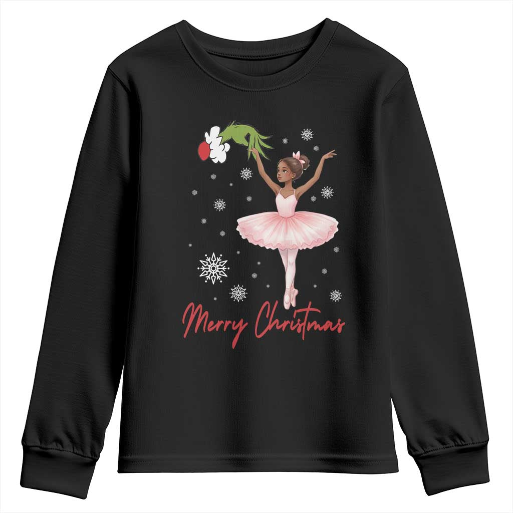 Black Nutcracker Ballet Youth Sweatshirt Merry Christmas - Wonder Print Shop