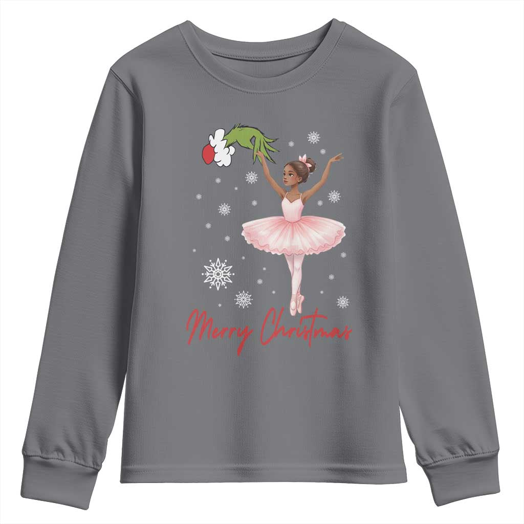 Black Nutcracker Ballet Youth Sweatshirt Merry Christmas - Wonder Print Shop