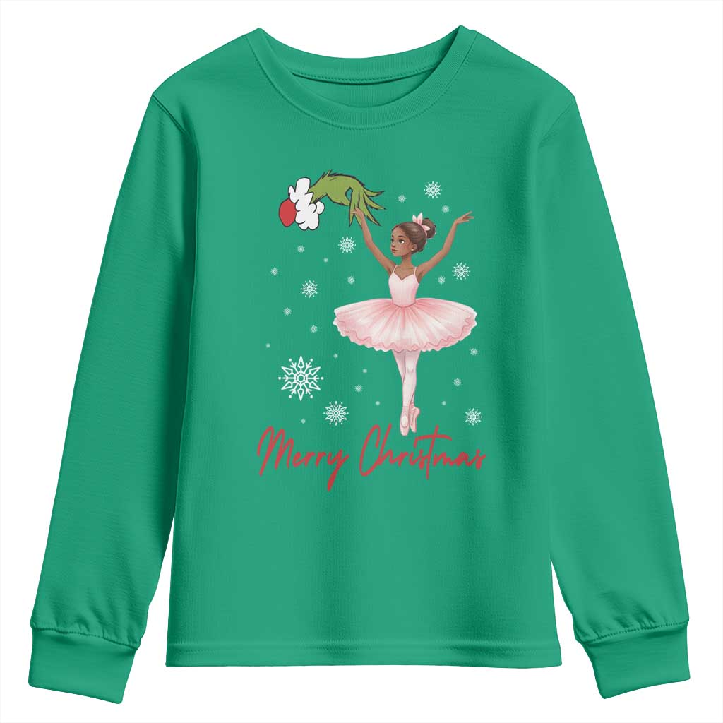 Black Nutcracker Ballet Youth Sweatshirt Merry Christmas - Wonder Print Shop