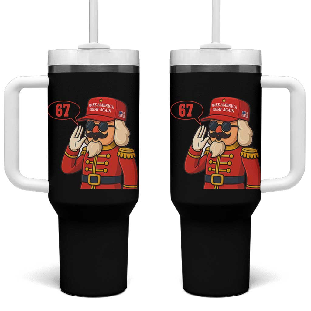 67 Six Seven Christmas Meme Tumbler With Handle Funny Nutcracker Make Xmas Great Again - Wonder Print Shop